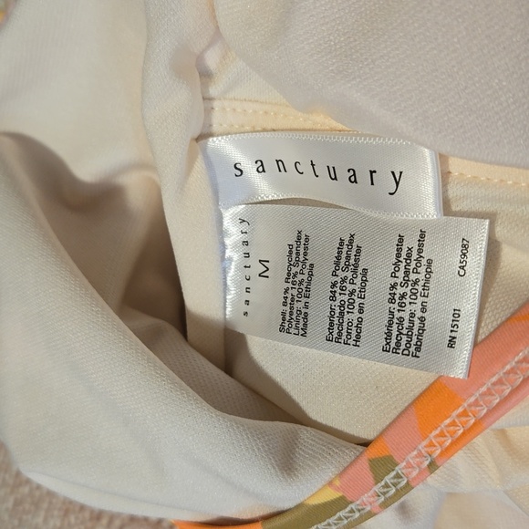 Sanctuary Tropical Print Lined Shirred Front One Piece Swimsuit Size M - Picture 6 of 11